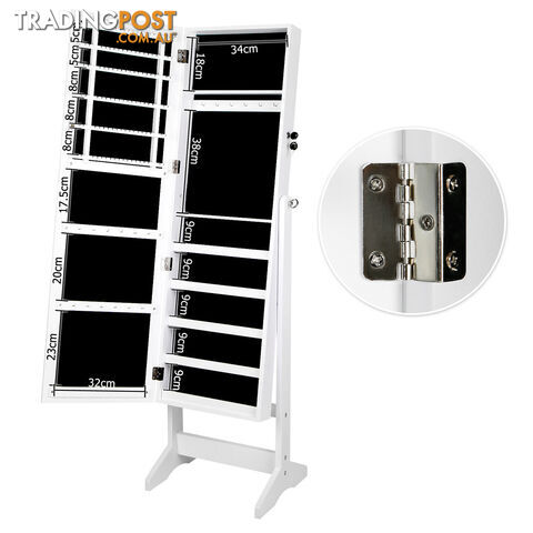 Jewellery Cabinet w/ Mirror White