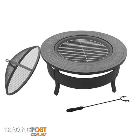 Outdoor Fire Pit BBQ Table Grill Fireplace Round