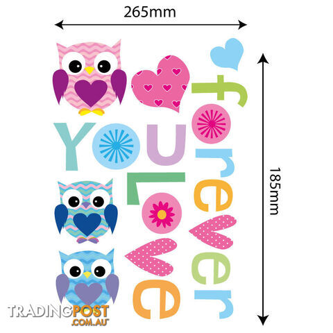 Medium Size Love Forever Owls Wall Sticker - Totally Movable