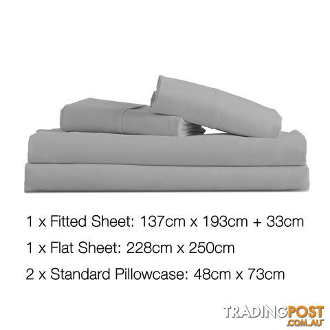 4 Piece Microfibre Sheet Set Double Grey