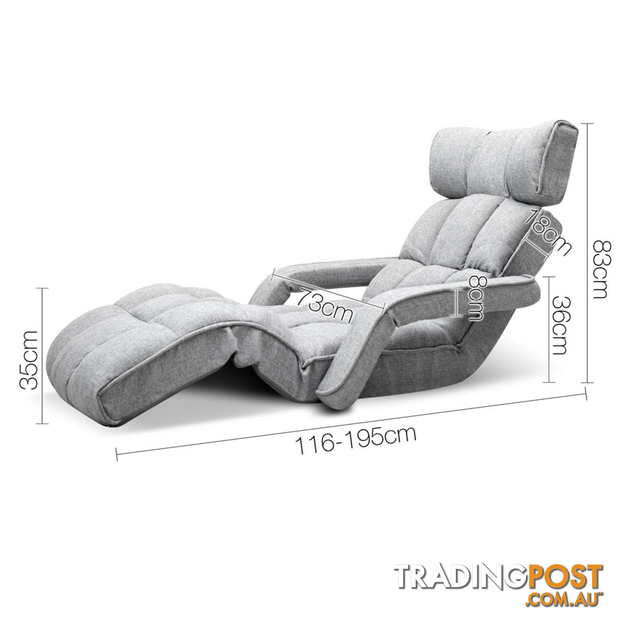 Single Size Lounge Chair with Arms - Charcoal