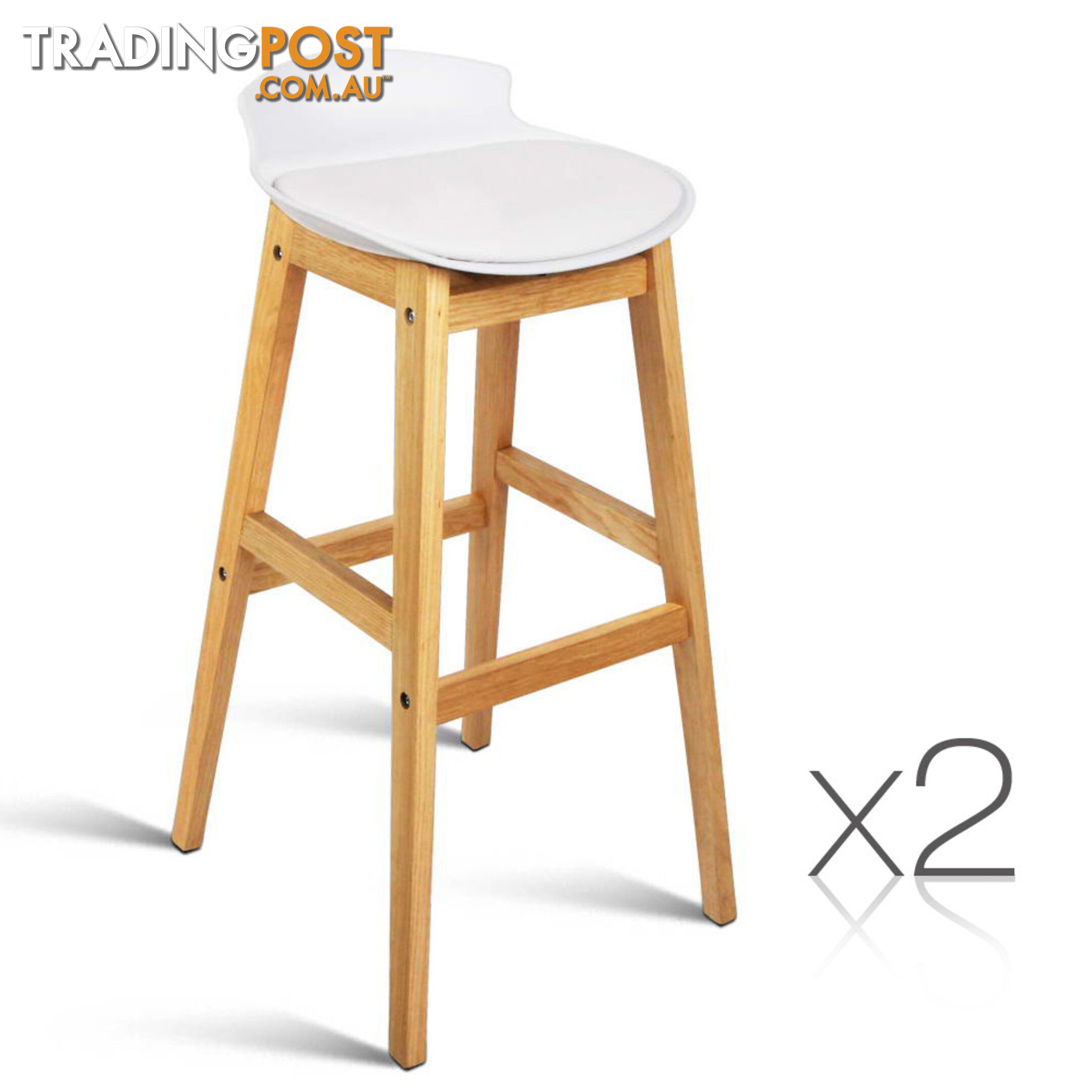 Set of 2 High Seat Back Barstools White