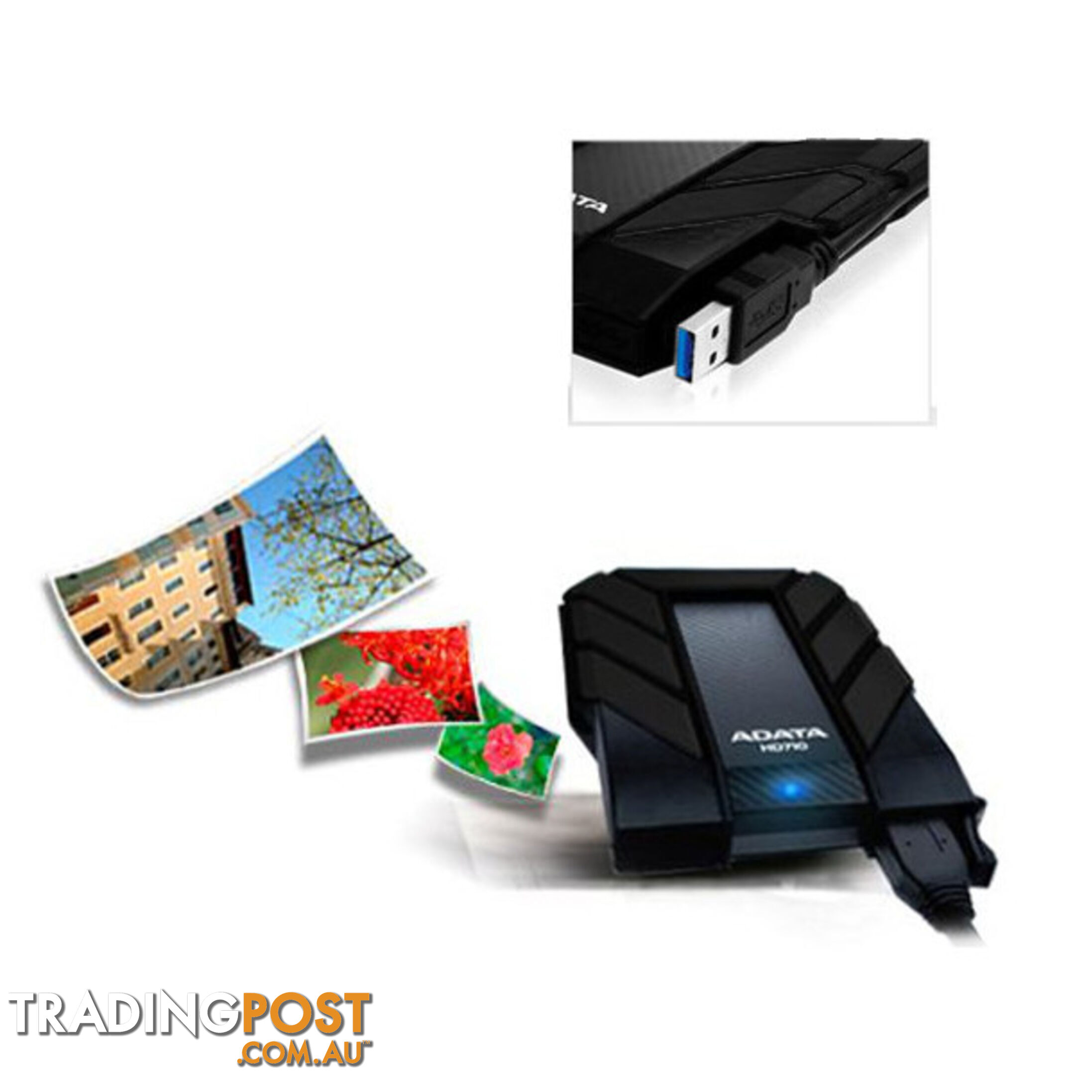 AHD710-2TU3-CBK ADATA HD710 Waterproof/Dustproof/Shock-Resistant 2TB USB 3.0 External Hard Drive- Black