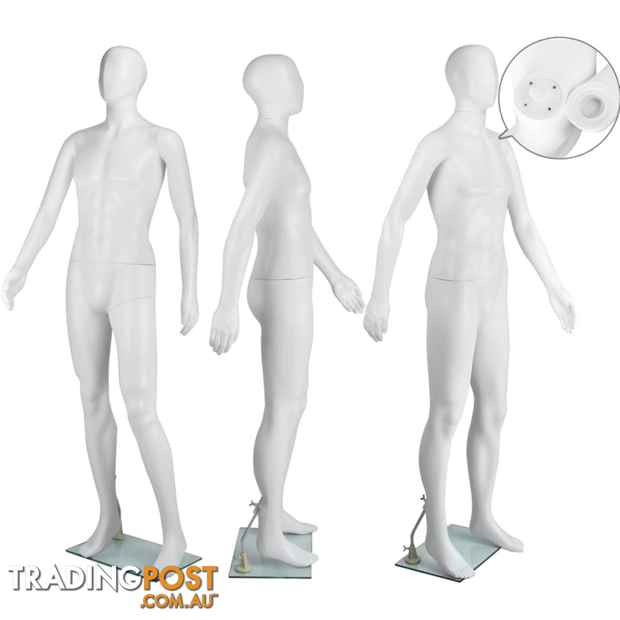 Full Body Male Mannequin Cloth Display Tailor Dressmaker White 186cm