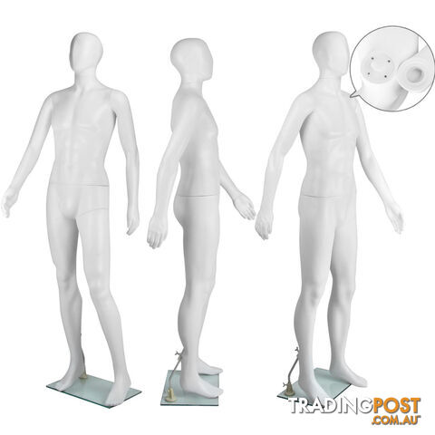 Full Body Male Mannequin Cloth Display Tailor Dressmaker White 186cm