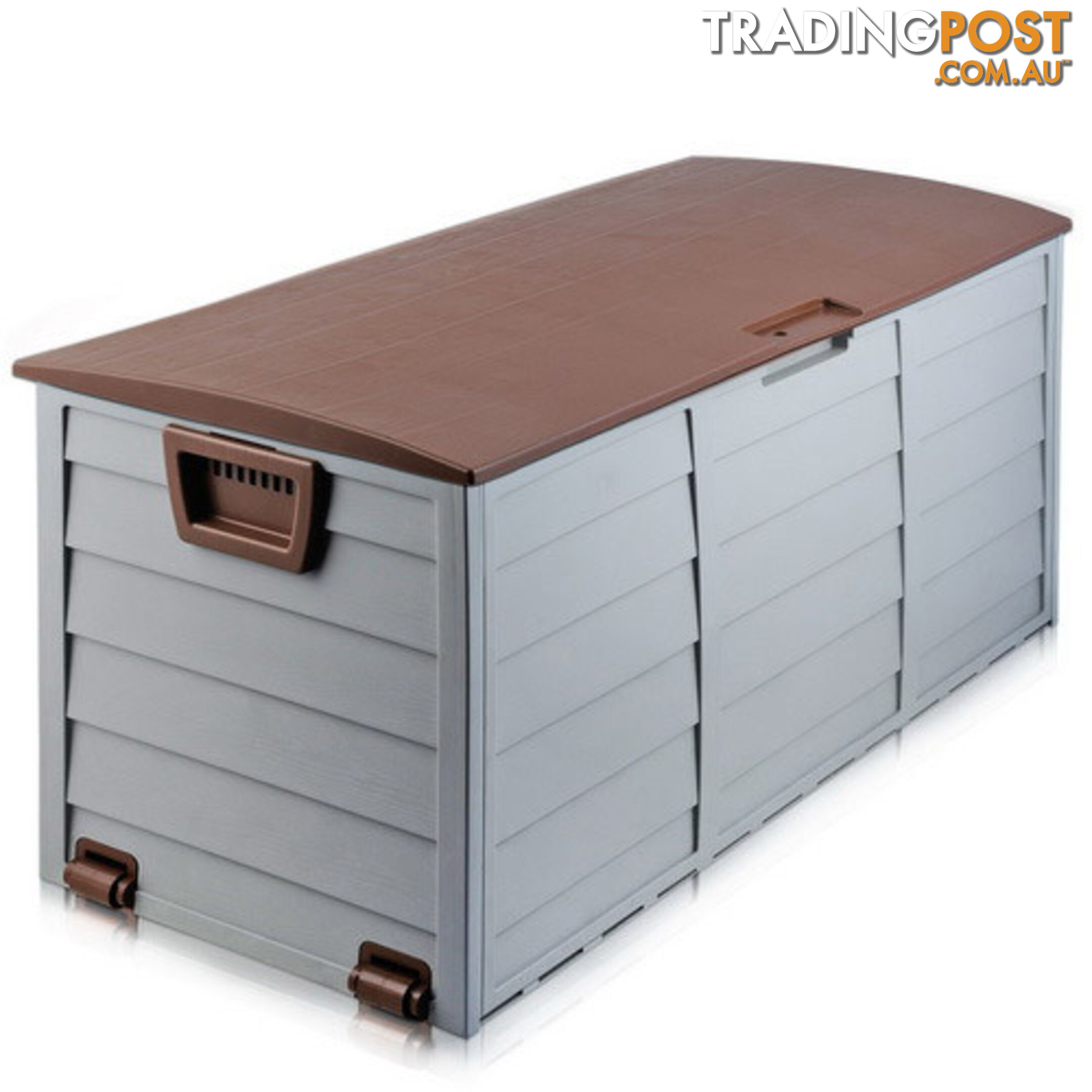 290L Plastic Outdoor Storage Box Container Weatherproof Brown Grey