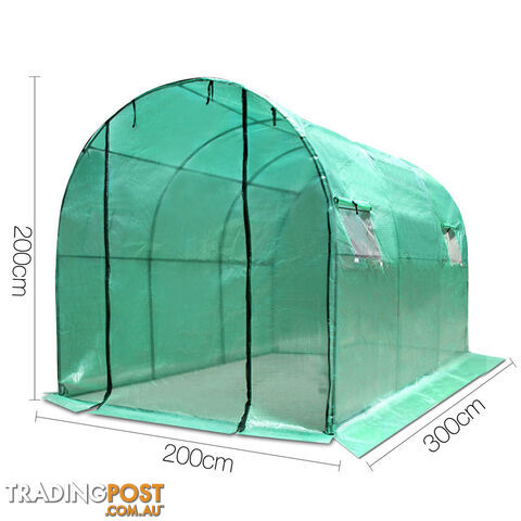 Greenhouse with Green PE Cover - 3M x 2M