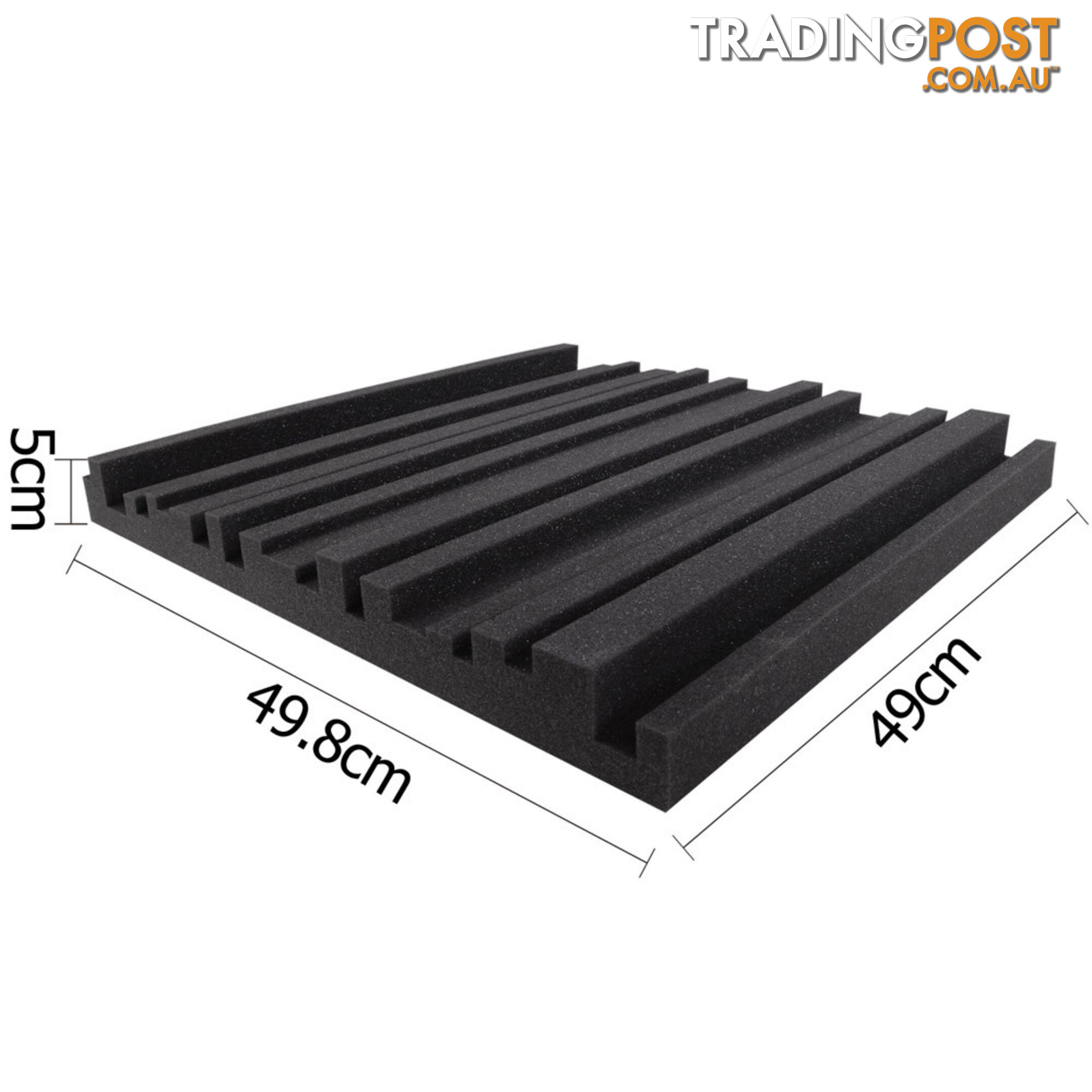 Set of 10 Studio Acoustic Foam Tile Wedge Black 50 x 50 x 5cm