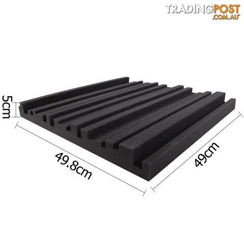 Set of 10 Studio Acoustic Foam Tile Wedge Black 50 x 50 x 5cm