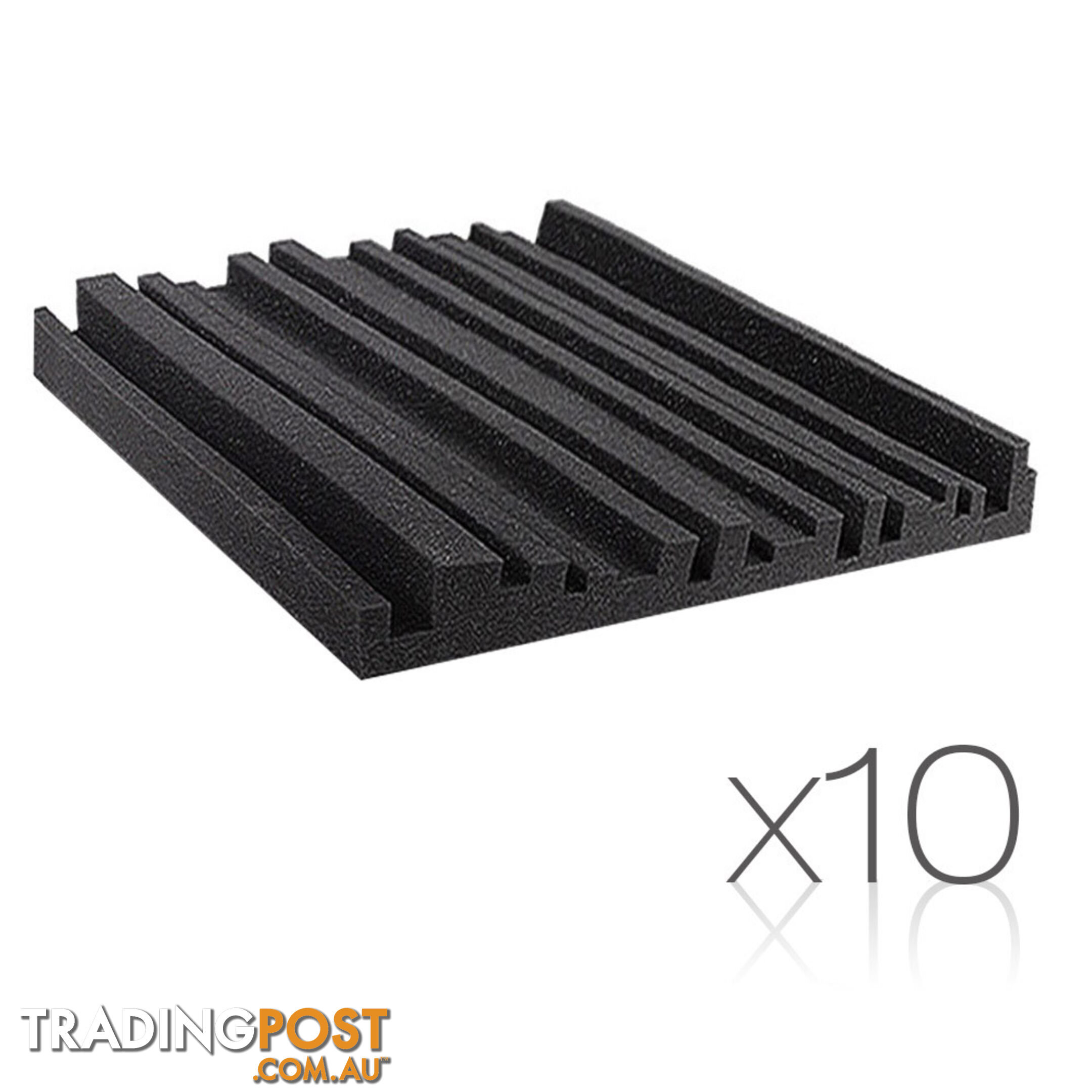 Set of 10 Studio Acoustic Foam Tile Wedge Black 50 x 50 x 5cm