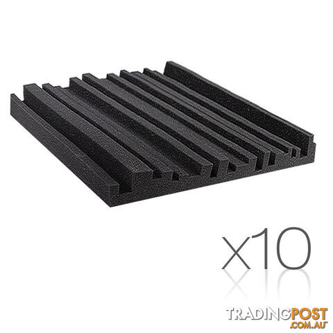 Set of 10 Studio Acoustic Foam Tile Wedge Black 50 x 50 x 5cm