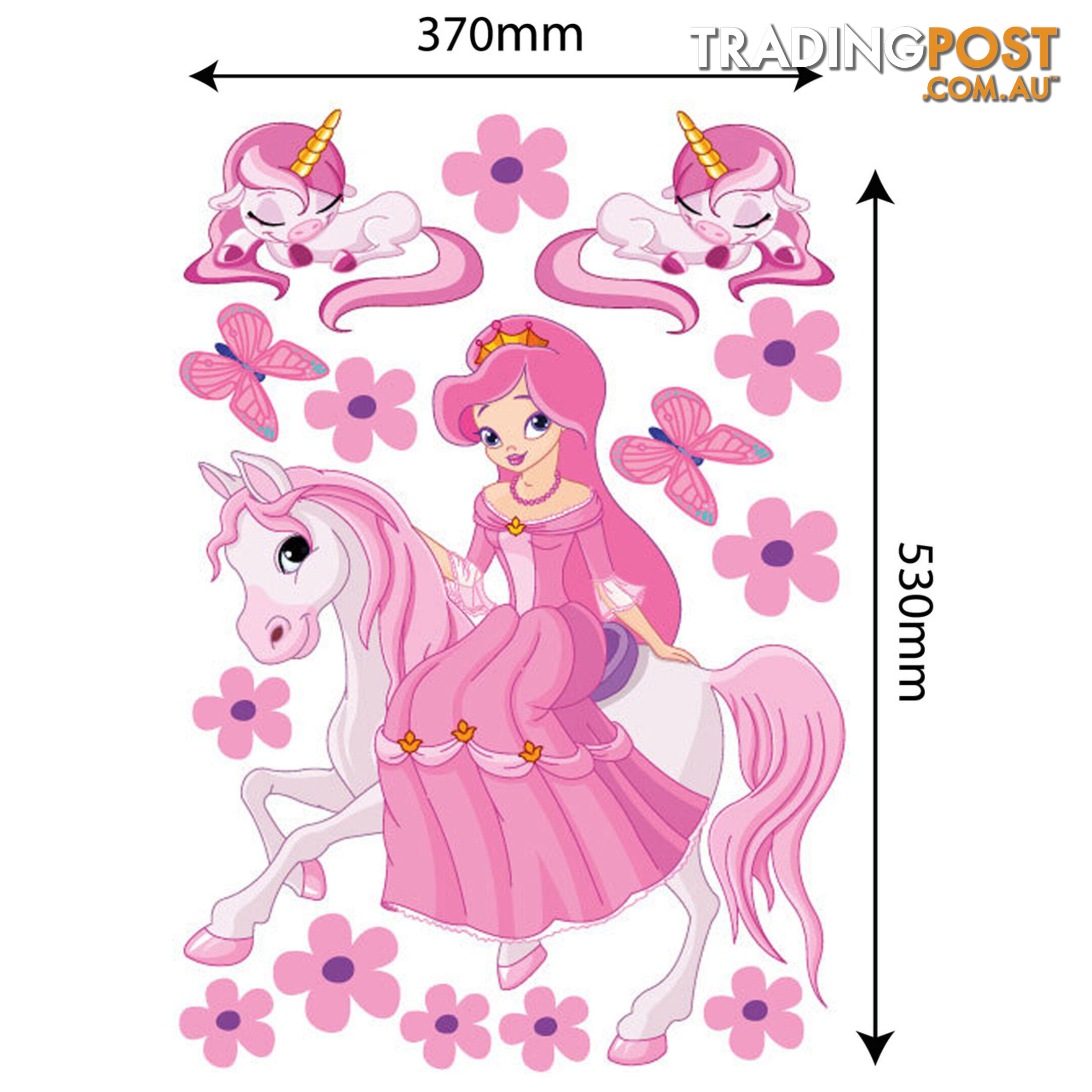 Large Size Princess on a horse with unicorns Wall Sticker - Totally Movable