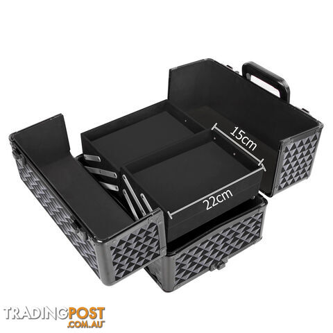 7 in 1 Portable Beauty Make up Cosmetic Trolley Case Diamond Black - photo 3 of 8