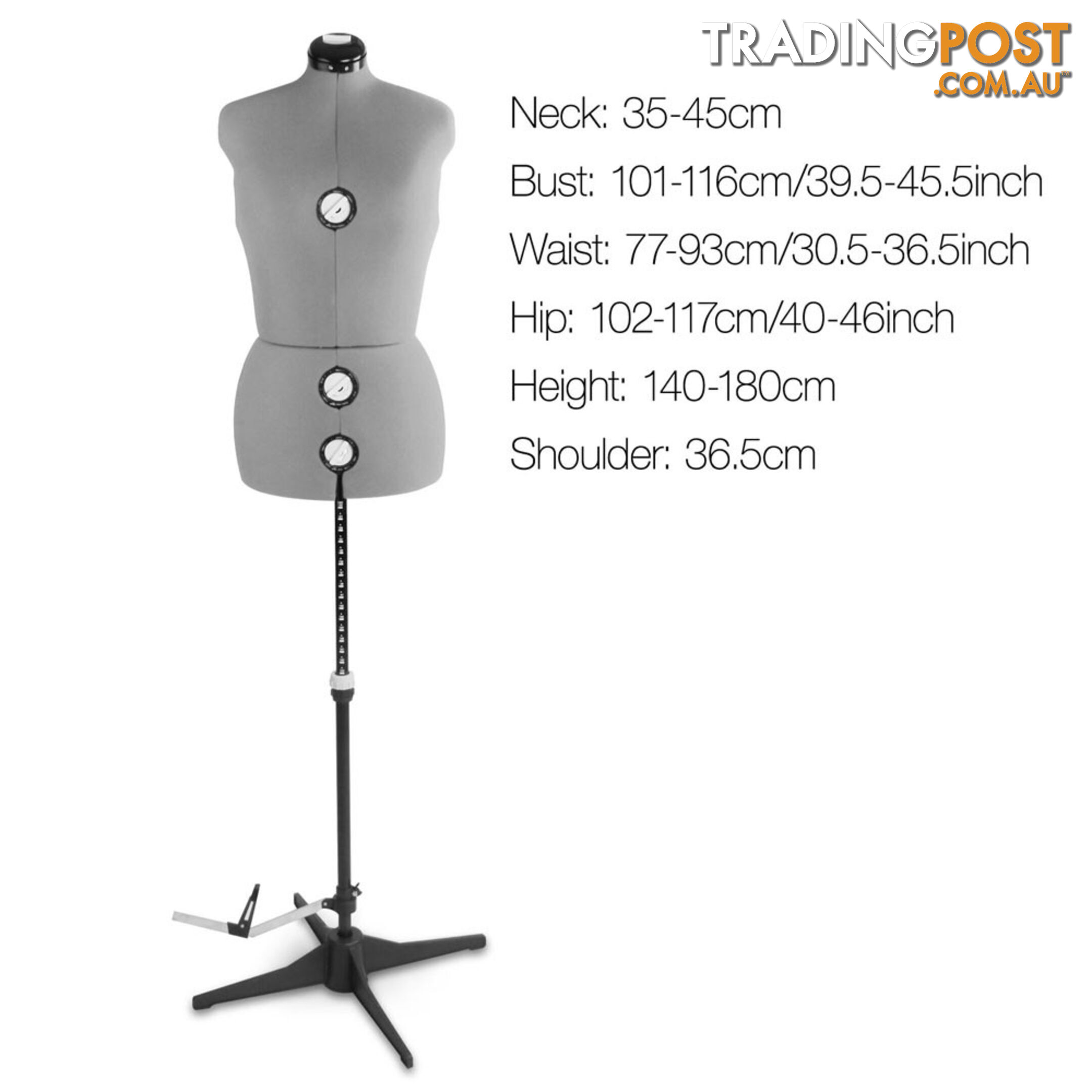 Adjustable Dressmaking Mannequin SZ14-20 - Grey