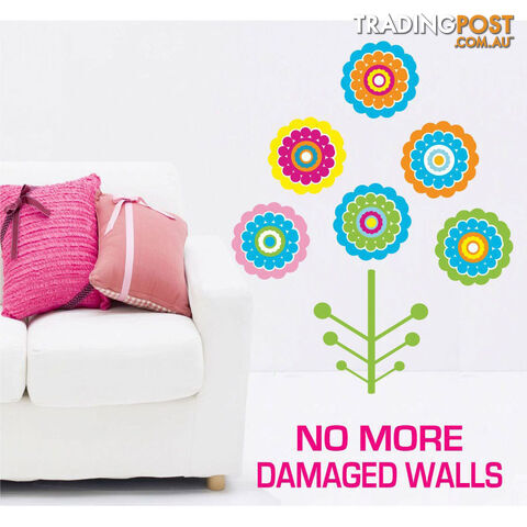 Extra Large Size Colourful Flower Tree Wall Stickers - Totally Movable