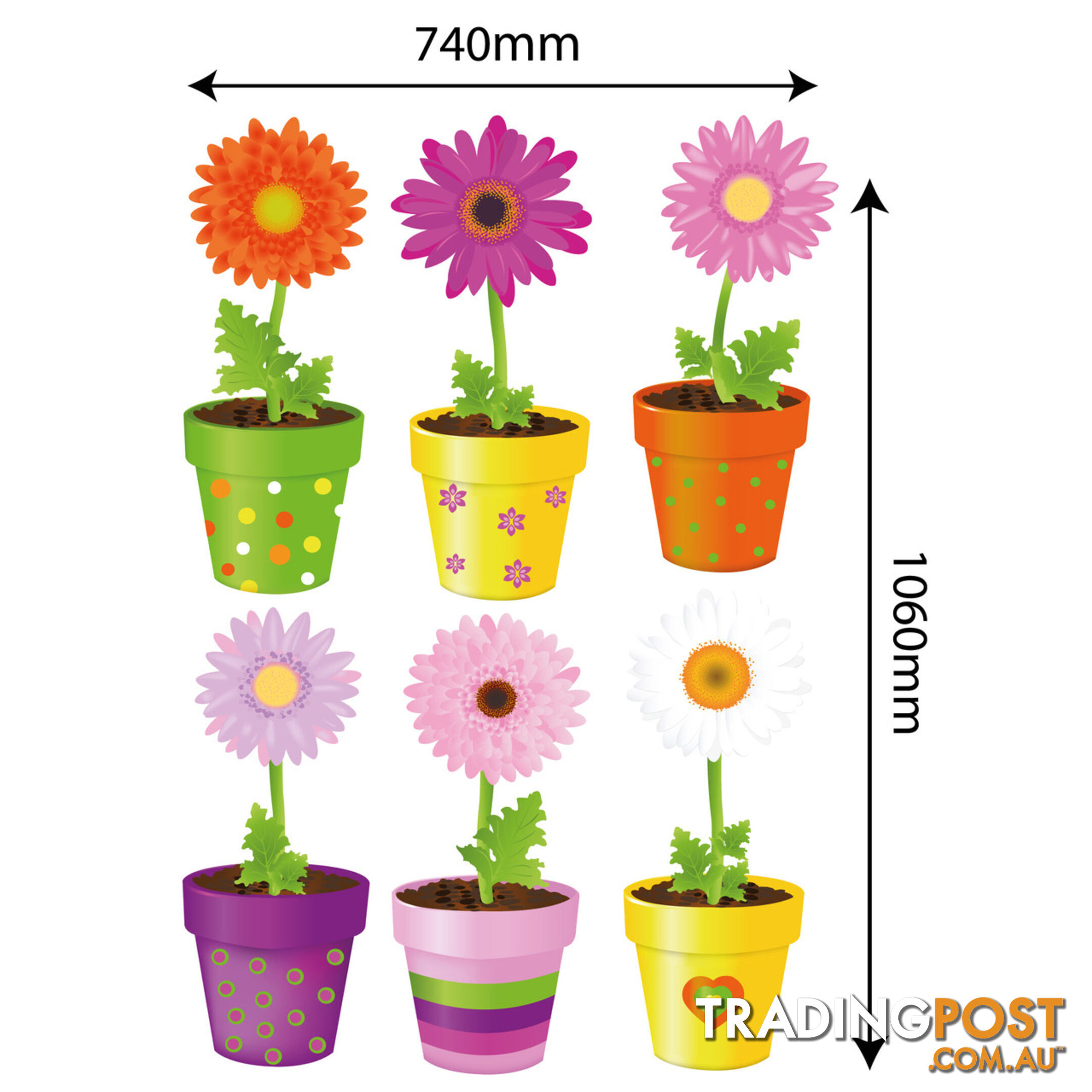 Extra Large Size Flower Pot Wall Stickers - Totally Movable