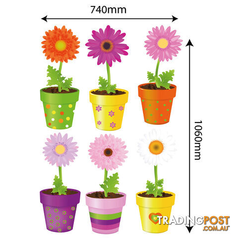 Extra Large Size Flower Pot Wall Stickers - Totally Movable