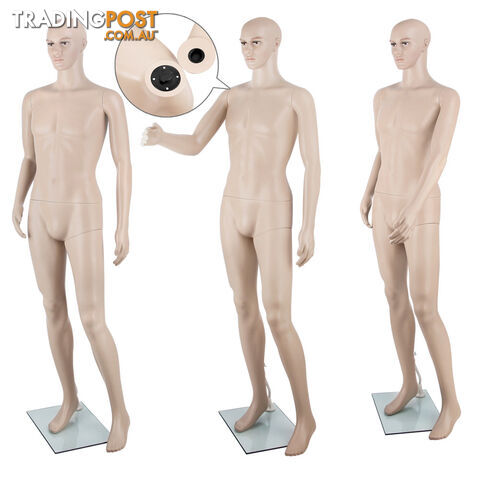 Full Body Male Mannequin Cloth Display Tailor Dressmaker Skin Tone 186cm