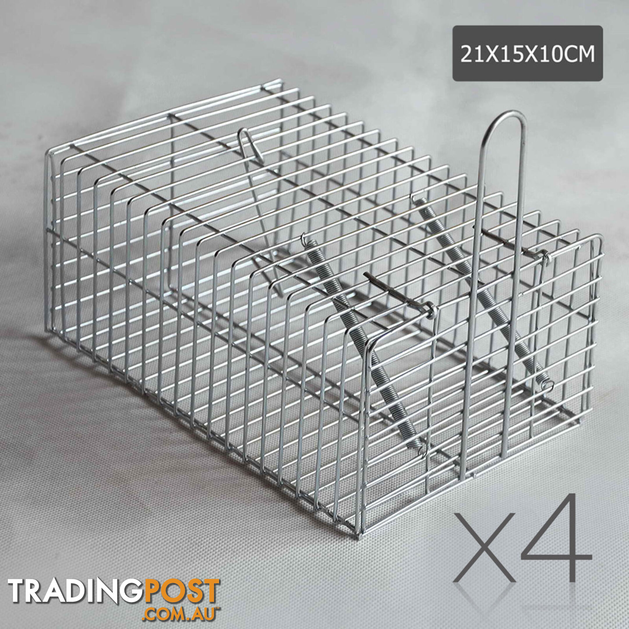 Set of 4 Humane Animal Trap Cage 29 x 15 x 15cm Silver