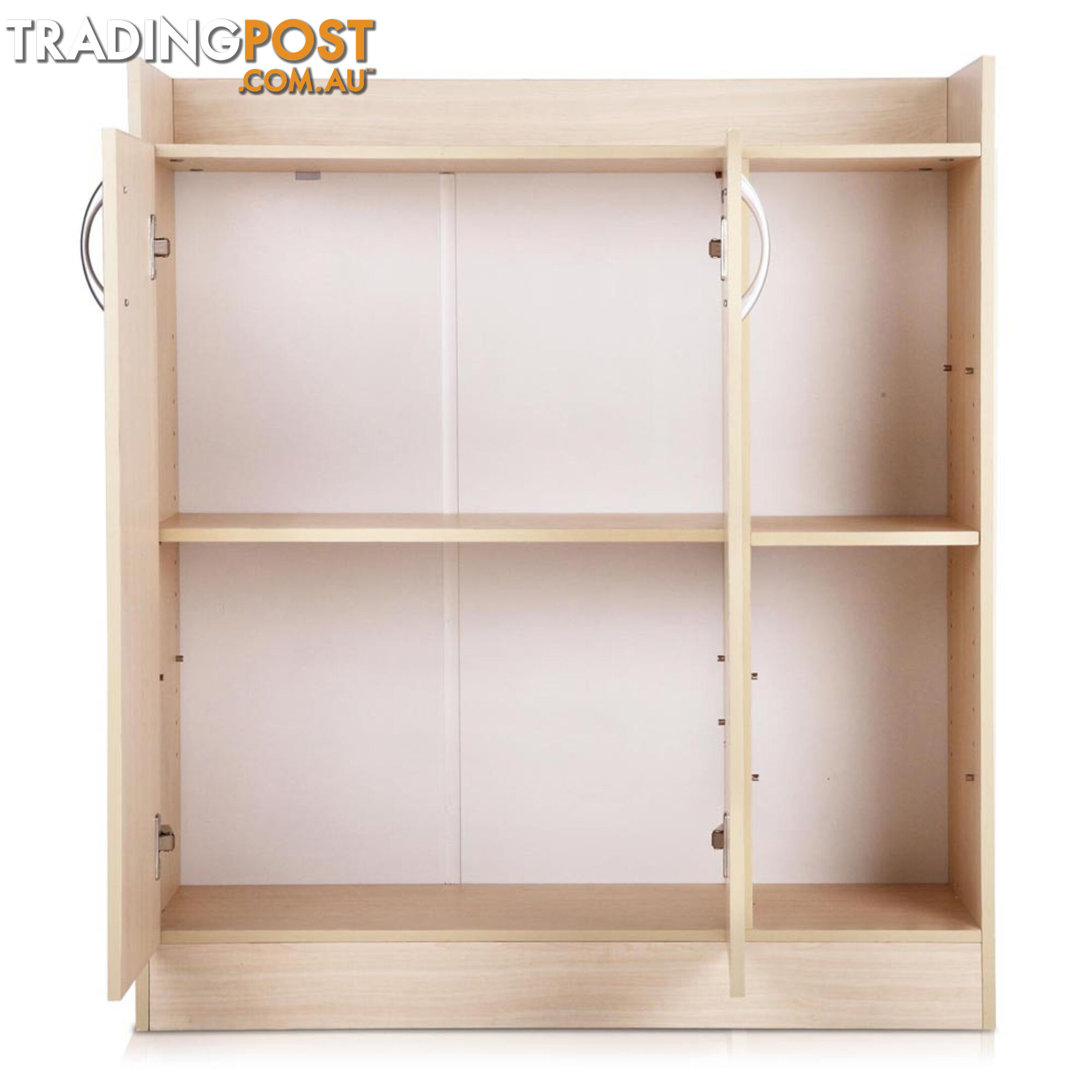 2 Doors Shoe Cabinet Storage Cupboard - Natural Timber