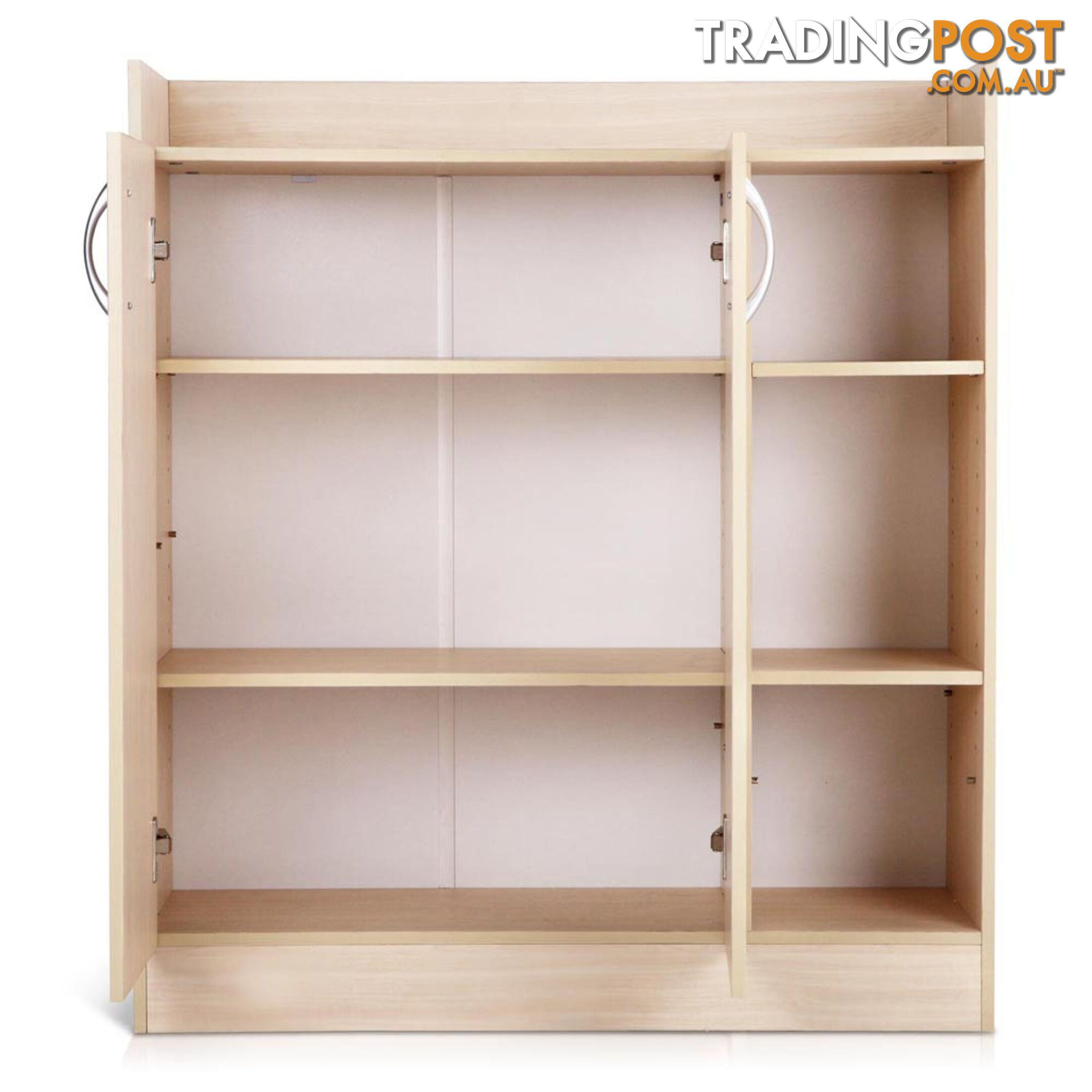 2 Doors Shoe Cabinet Storage Cupboard - Natural Timber