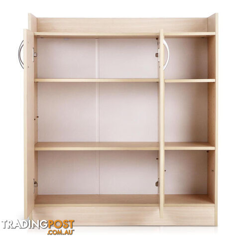 2 Doors Shoe Cabinet Storage Cupboard - Natural Timber