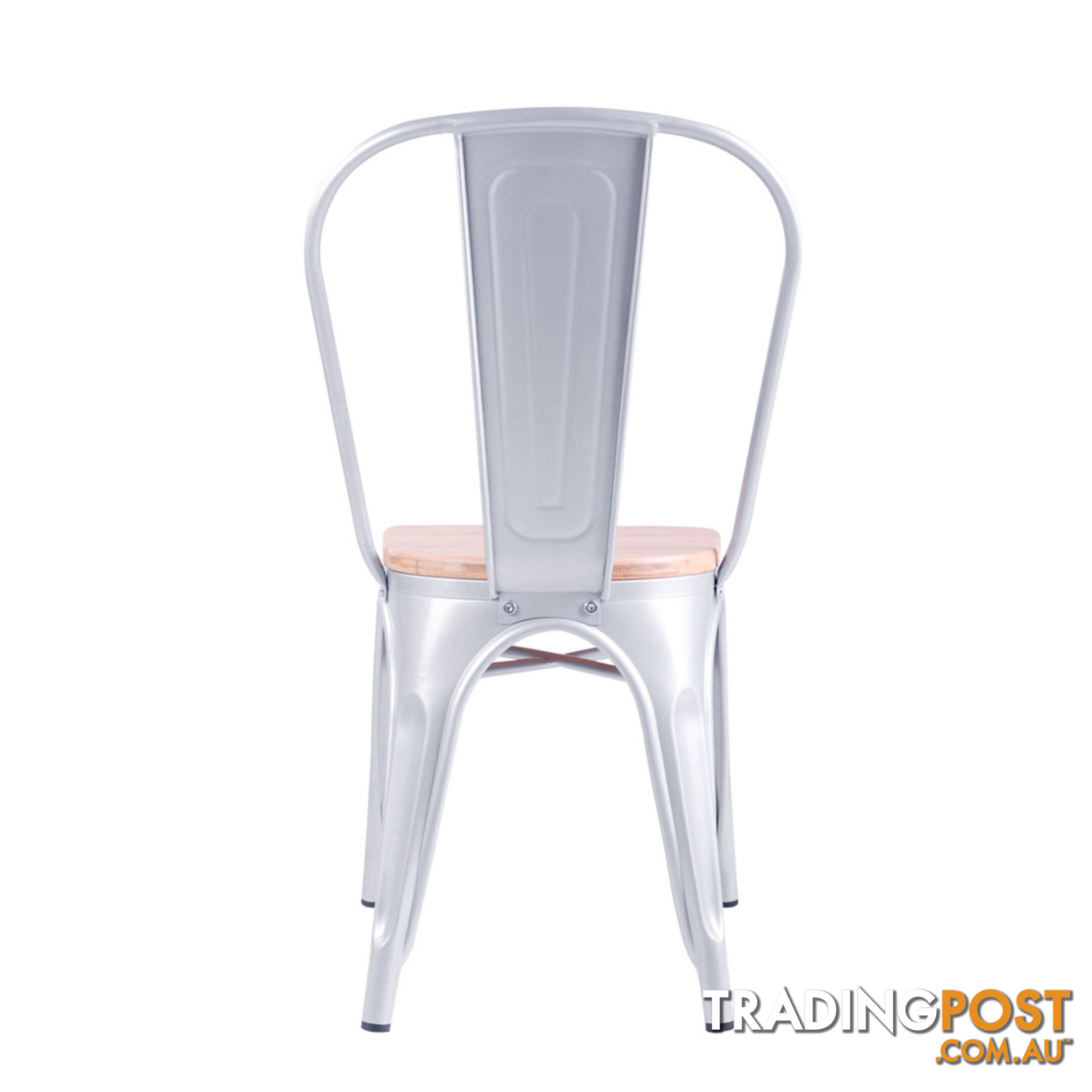 Set of 2 Replica Tolix Dining Metal Chair Bamboo Seat Gloss White