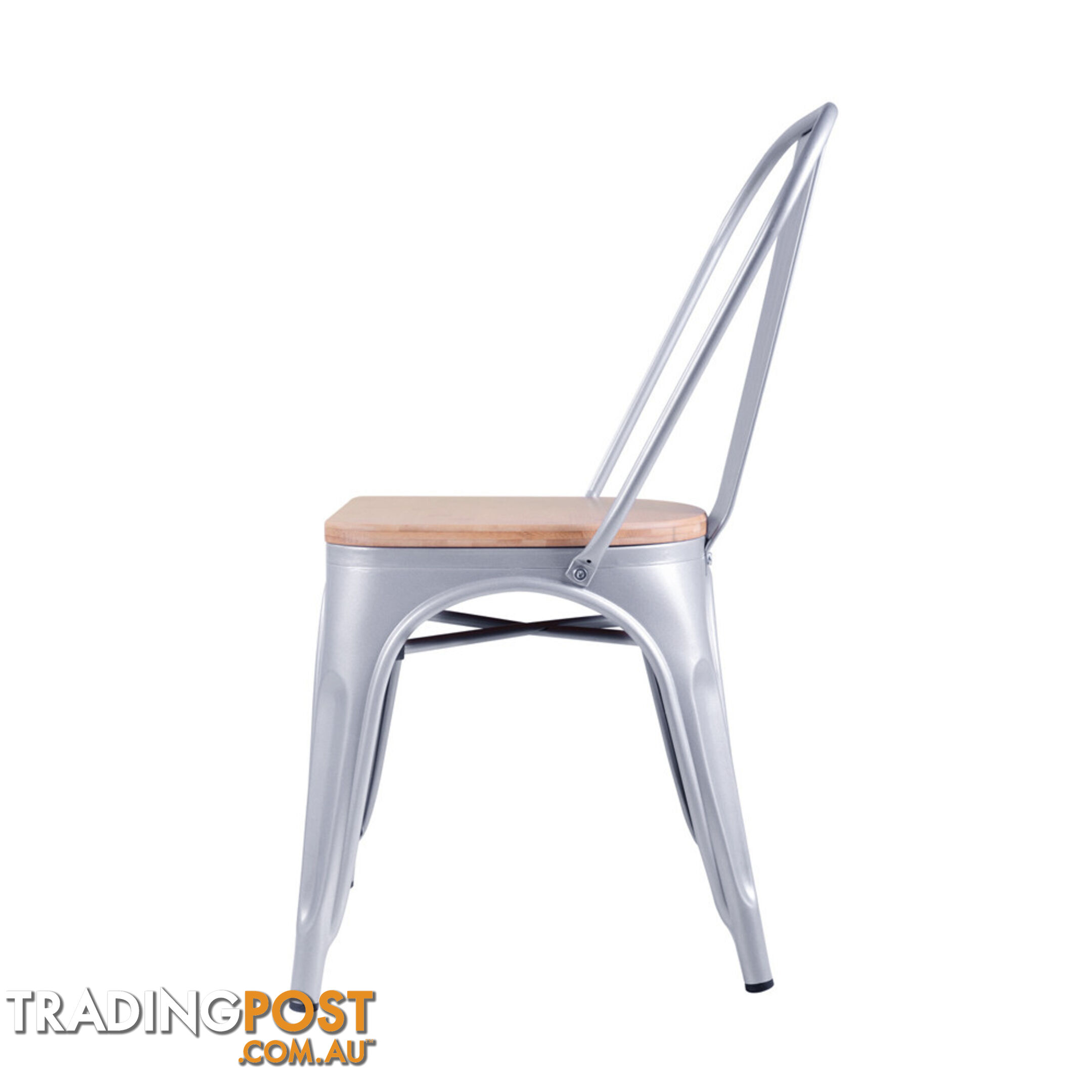 Set of 2 Replica Tolix Dining Metal Chair Bamboo Seat Gloss White