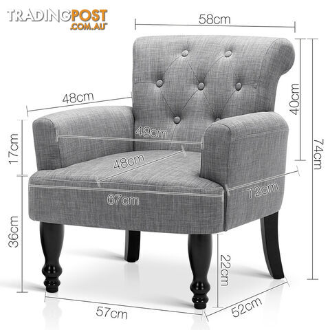 Wing Armchair French Provincial Linen Fabric Black