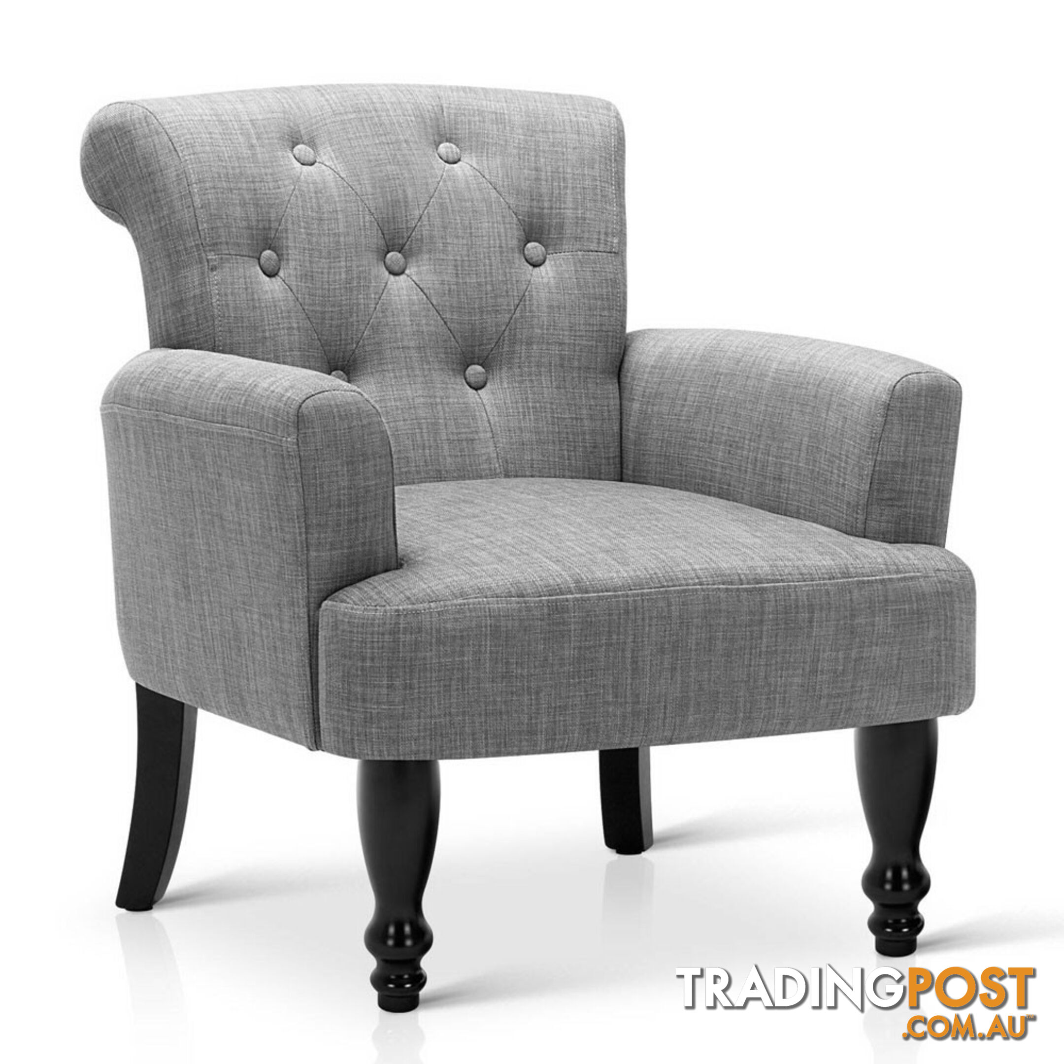 Wing Armchair French Provincial Linen Fabric Black