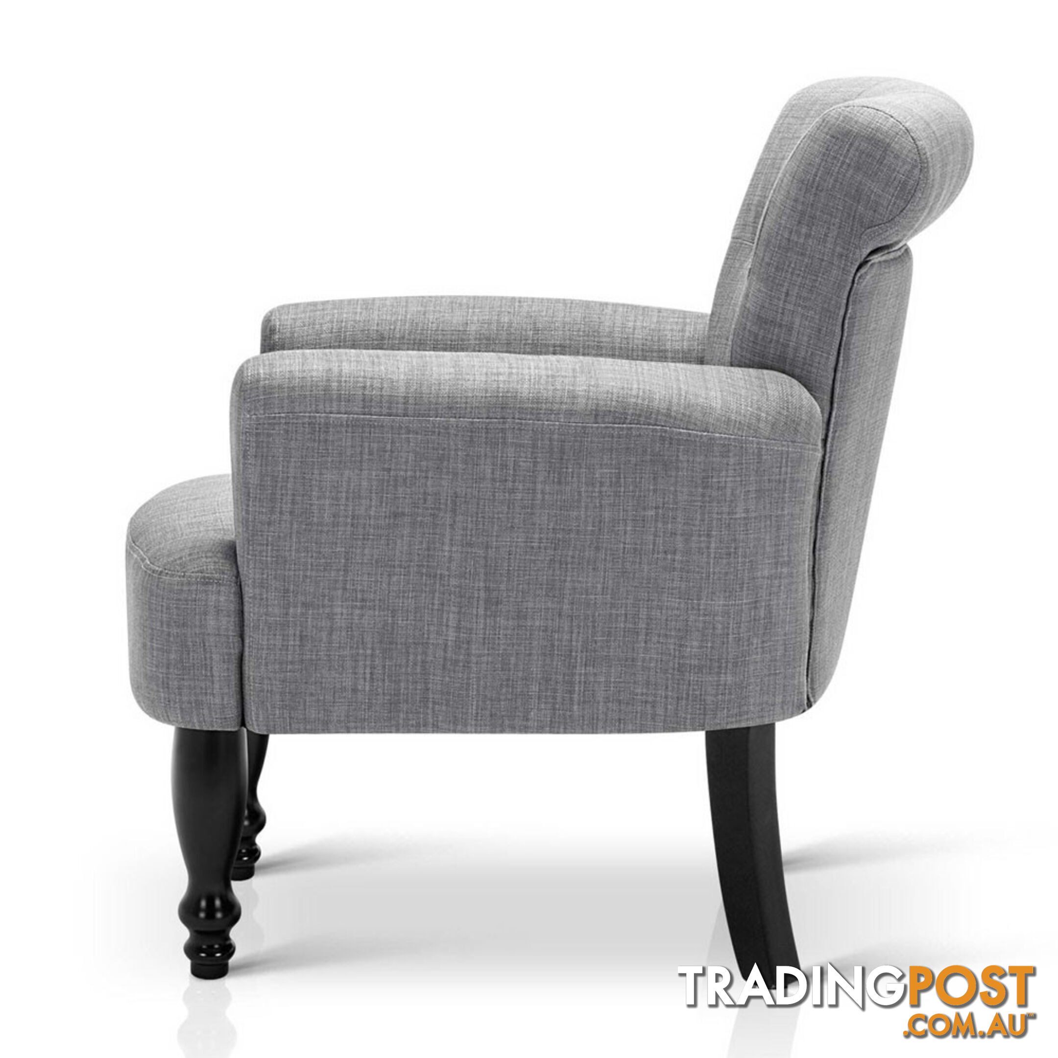 Wing Armchair French Provincial Linen Fabric Black