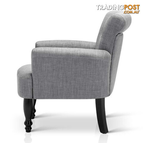 Wing Armchair French Provincial Linen Fabric Black