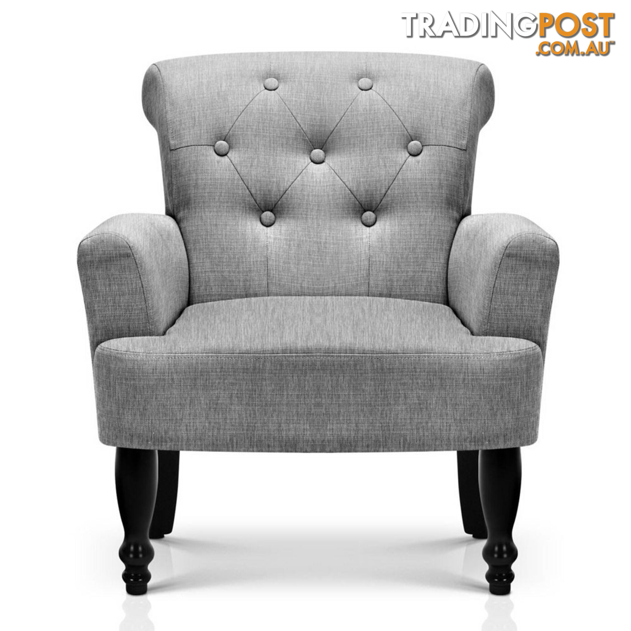 Wing Armchair French Provincial Linen Fabric Black