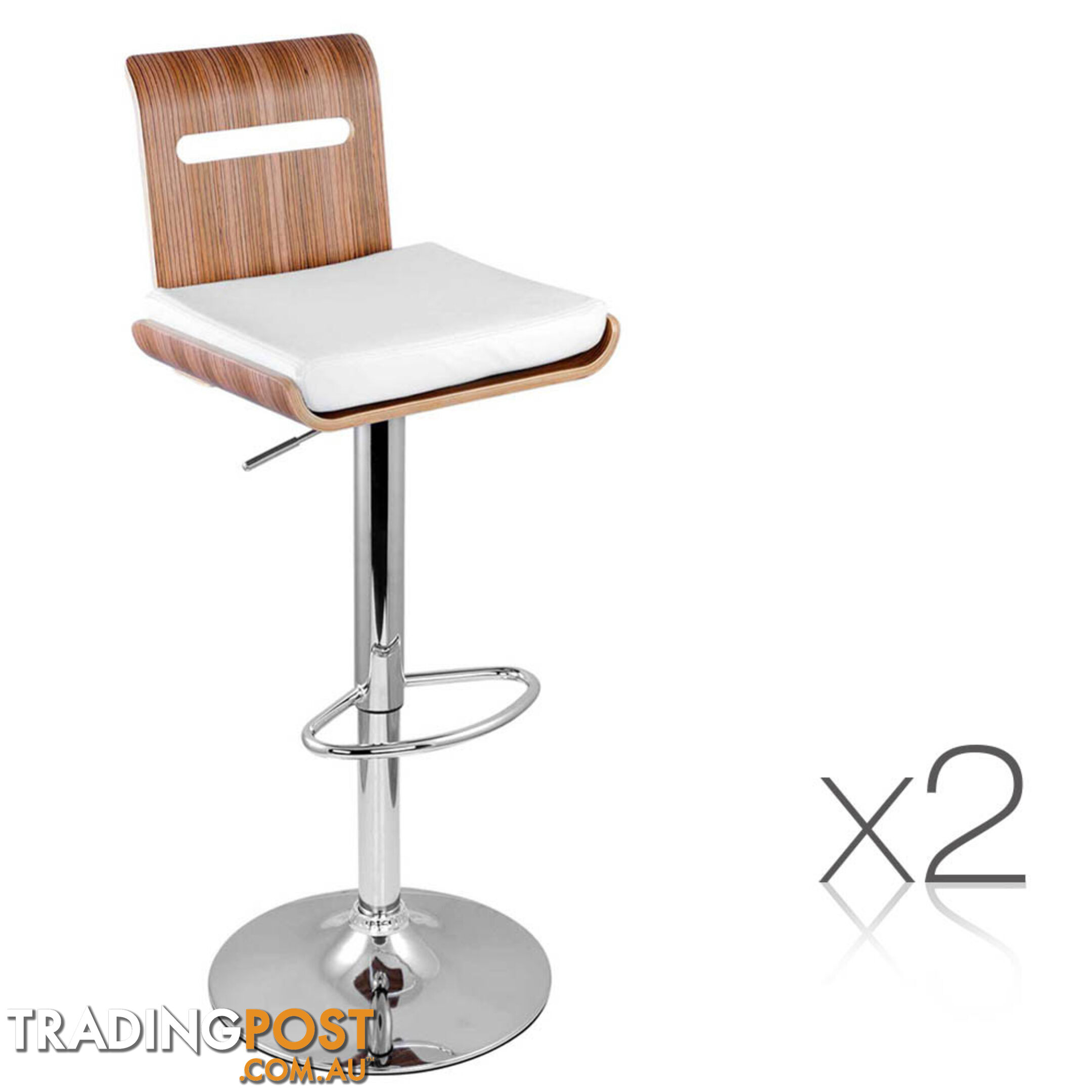 Set of 2 Wooden Bar Stools