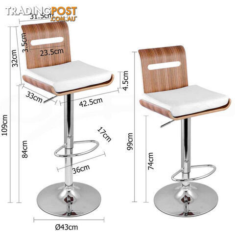 Set of 2 Wooden Bar Stools