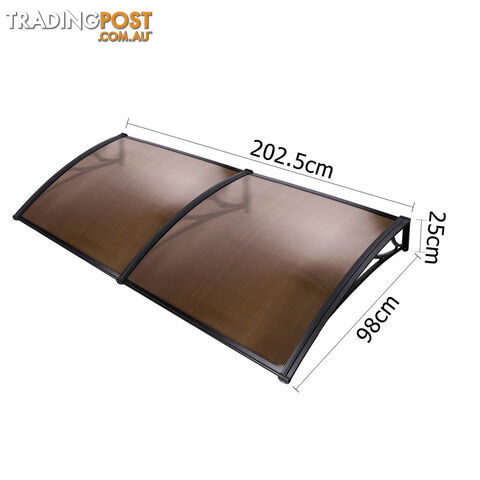 DIY Window Door Awning Cover Brown 100 x 200cm