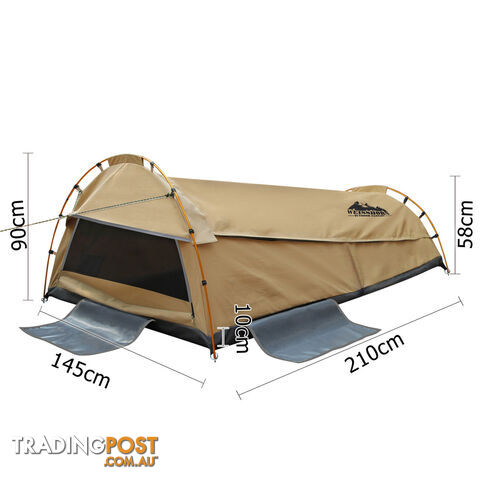 Double Camping Canvas Swag Tent Beige w/ Air Pillow