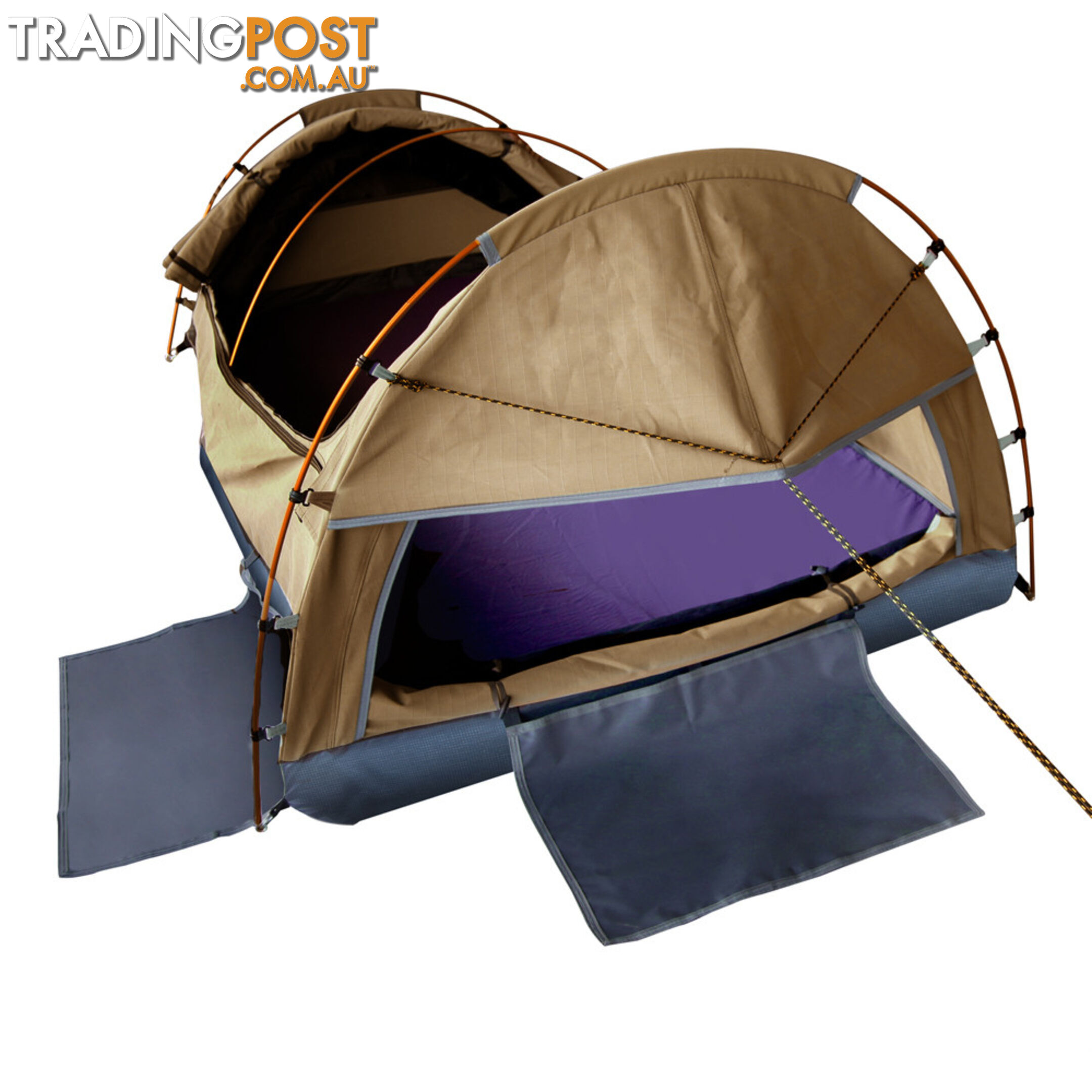 Double Camping Canvas Swag Tent Beige w/ Air Pillow