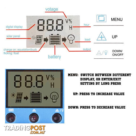 30A 12V-24V LCD Display PWM Solar Panel Regulator Charge Controller & Timer PWN