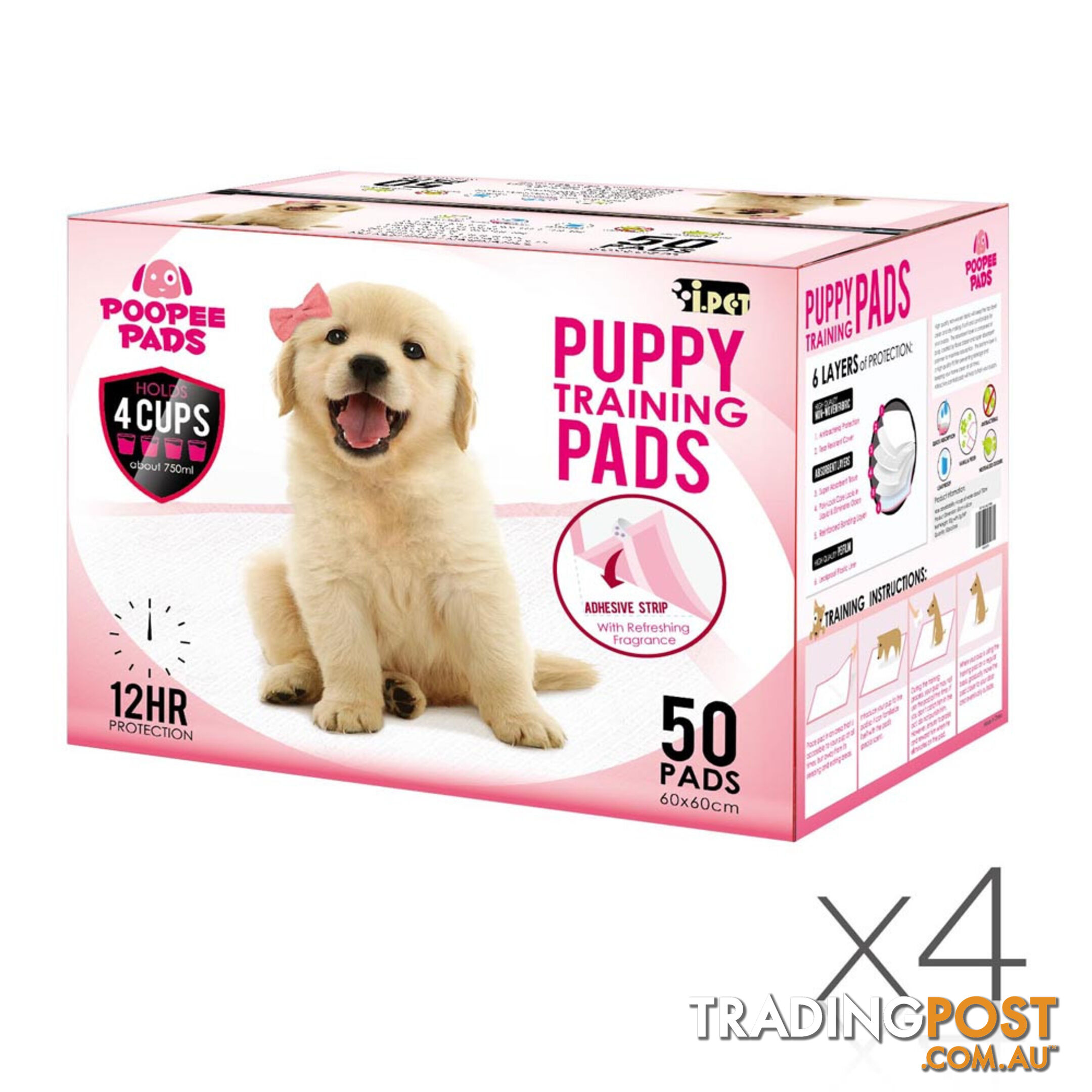 200 Puppy Pet Dog Toilet Training Pads Pink