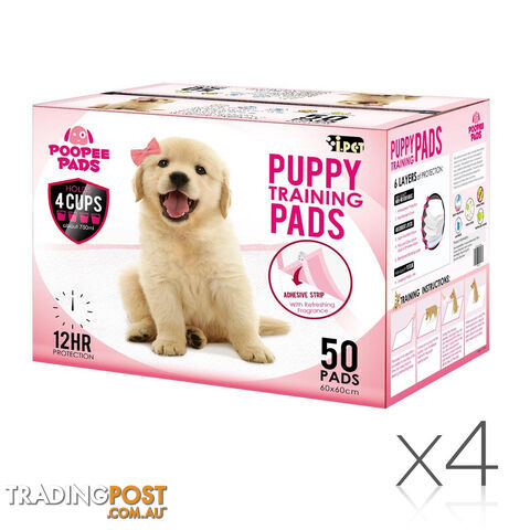 200 Puppy Pet Dog Toilet Training Pads Pink