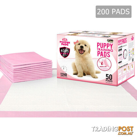 200 Puppy Pet Dog Toilet Training Pads Pink