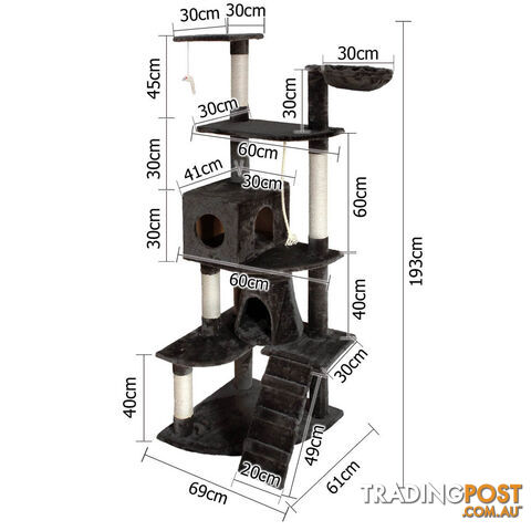 Cat Scratching Poles Post Furniture Tree 193cm Dark Grey - photo 2 of 8