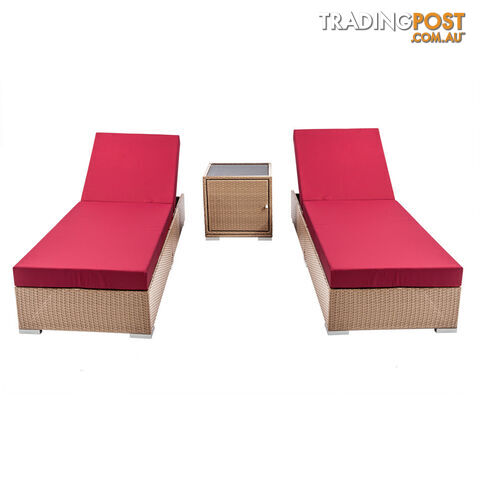 3 pcs Brown Wicker Rattan 2 Seater Outdoor Lounge Set Beige - photo 4 of 10