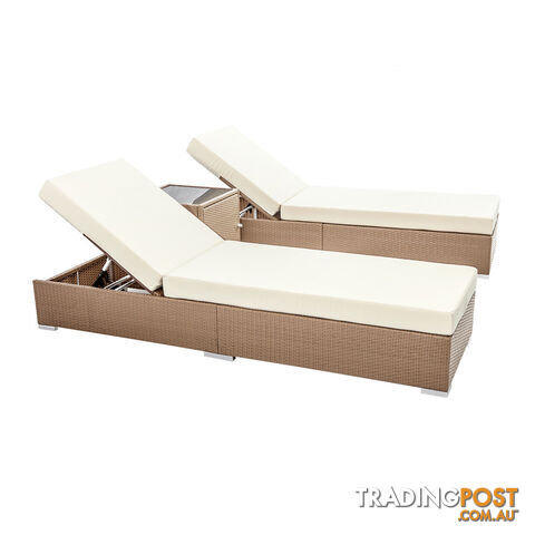 3 pcs Brown Wicker Rattan 2 Seater Outdoor Lounge Set Beige - photo 5 of 10