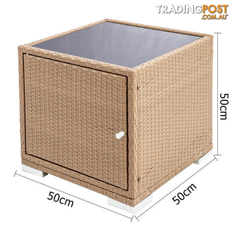 3 pcs Brown Wicker Rattan 2 Seater Outdoor Lounge Set Beige - photo 3 of 10