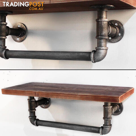 Rustic Industrial DIY Floating Pipe Shelf