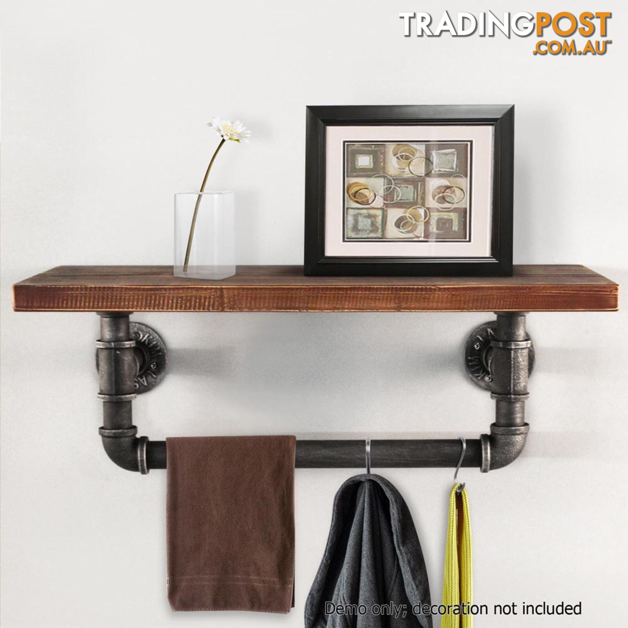 Rustic Industrial DIY Floating Pipe Shelf