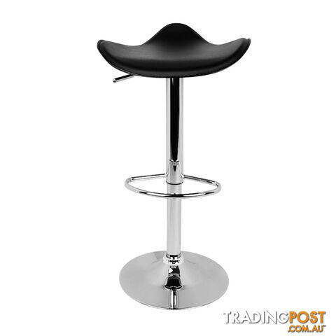 Set of 2 PVC Leather Kitchen Bar Stool Black