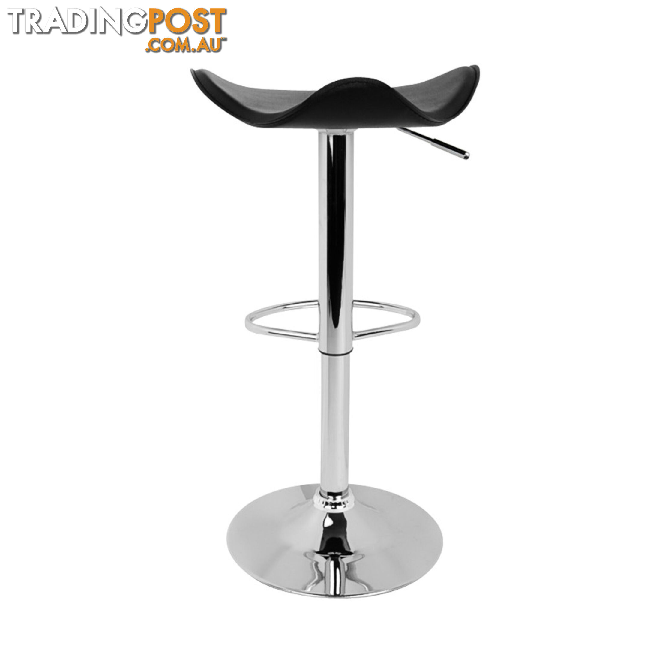 Set of 2 PVC Leather Kitchen Bar Stool Black